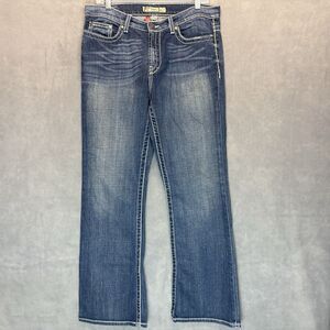 BKE Drew Jeans Womens Size 31x31 Bootcut Thick Stitch Stretch Embroidered Blue